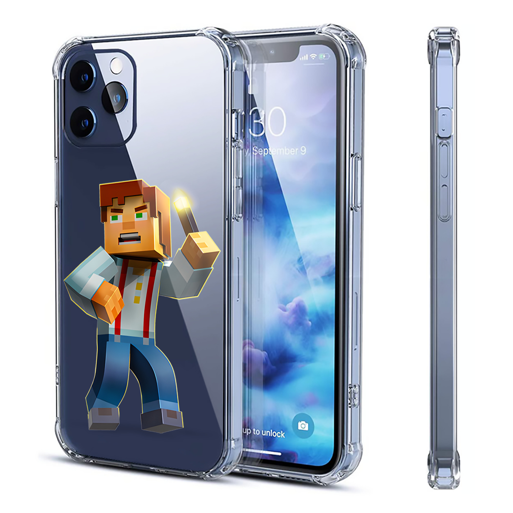 （画像用） マインクラフト ブロックの世界 Minecraft MC Block world 【iPhone 12シリーズ対応】透明スマホケース（クリアソフトケース）